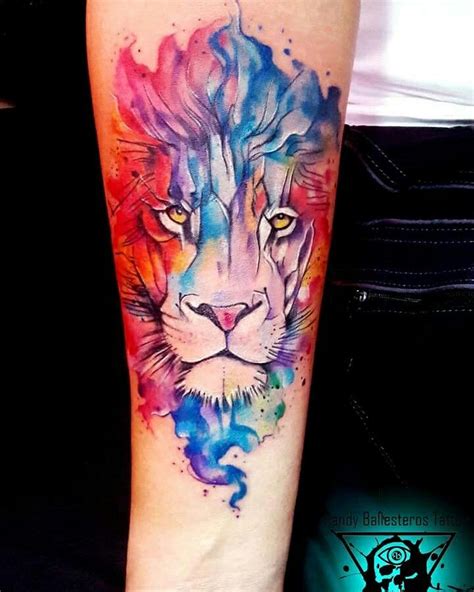 Watercolor Lion Tattoo Lion Cub Tattoo Lion Tattoo On Thigh Lion