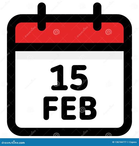 15 February Calendar Icon Vector Illustration Stock Vector