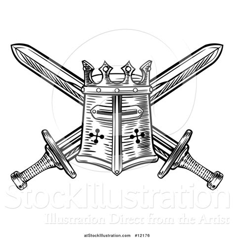 Vector Illustration Of A Templar Or Knights Great Helm Helmet And