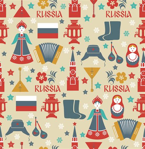 Seamless Pattern With Russian Symbols 1183253 Vector Art At Vecteezy