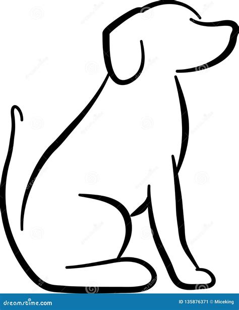 Dog Sitting Silhouette White Stock Vector Illustration Of Isolated