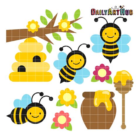 Happy Honey Bees Clip Art Set Daily Art Hub Free Clip Art Everyday