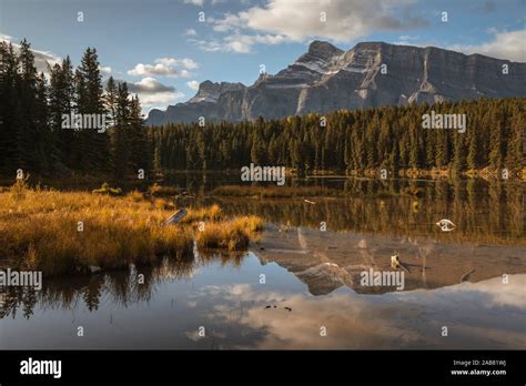 Mount Rundle Reflected In Johnson Lake Banff National Park Unesco