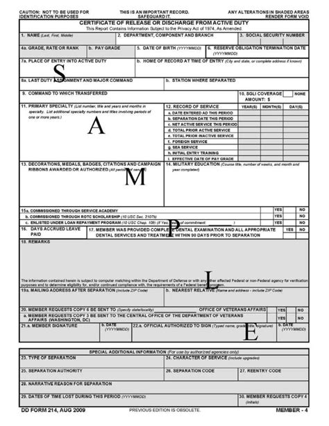 Army Dd 214 Example