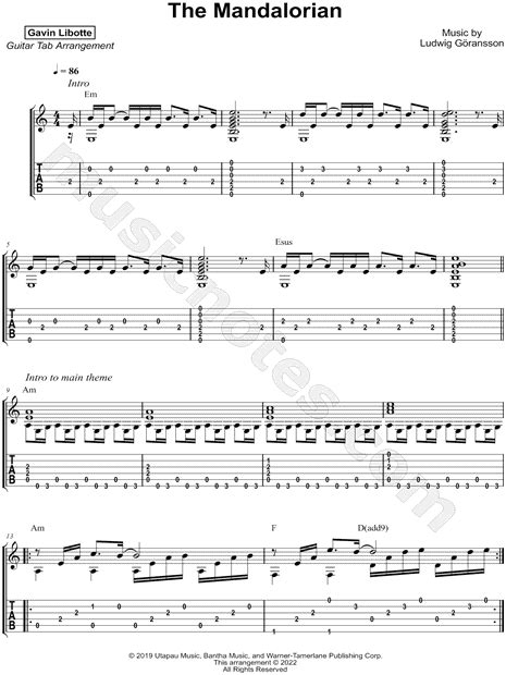 Gavin Libotte Star Wars The Mandalorian Main Theme Guitar Tab In A Minor Download Print