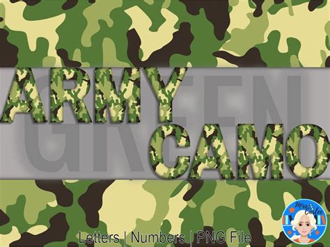 Army Green Camo Letters And Numbers Green Camouflage Alphabet Green