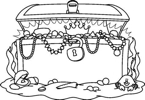 Treasure Chest Under The Sea Coloring Pages Sketch Coloring Page