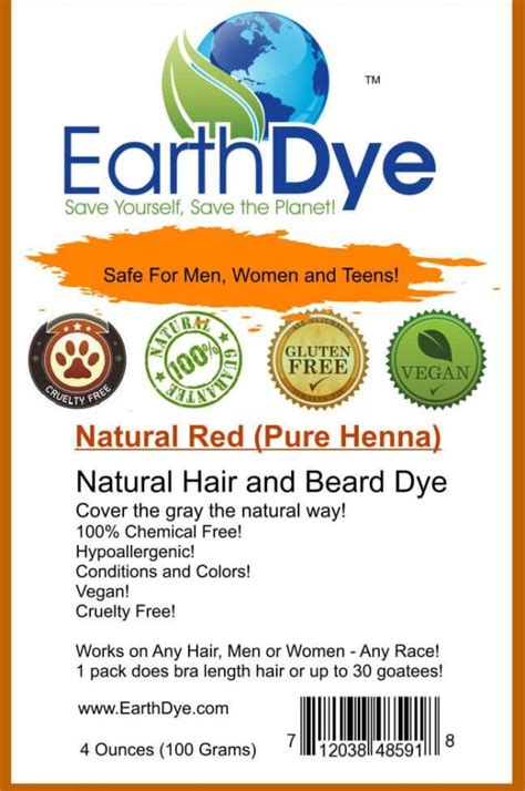 Earthdye Natural Red Henna Hair Dye Premium Henna Hair Dye