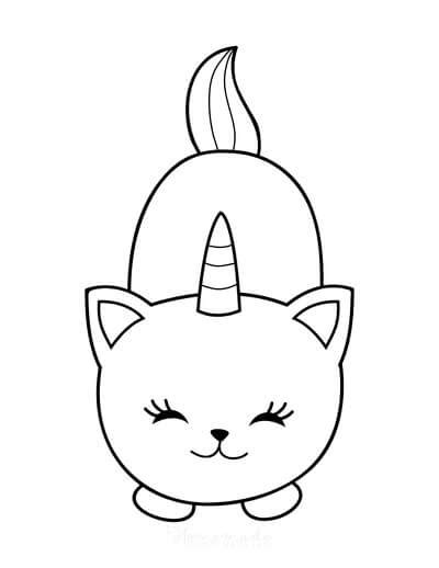 Gato Unicornio Sonriente Kawaii Para Colorear Imprimir E Dibujar Coloringonly