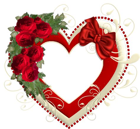 Heart Transparent Frame With Red Roses Cartes De Saint Valentin