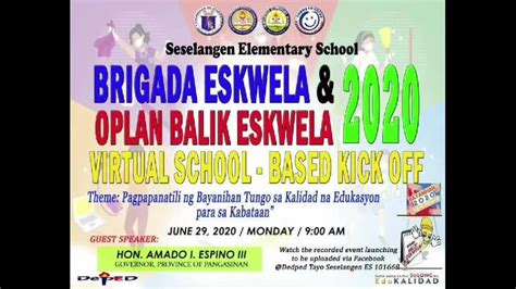 Brigada Eskwela And Oplan Balik Eskwela Virtual School Based Kick Off