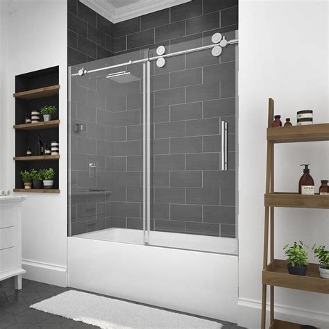 The clear glass shower doors and minimal hardware showcase your. Shop OVE Decors Sydney 59.5-in W x 59.0-in H Frameless ...