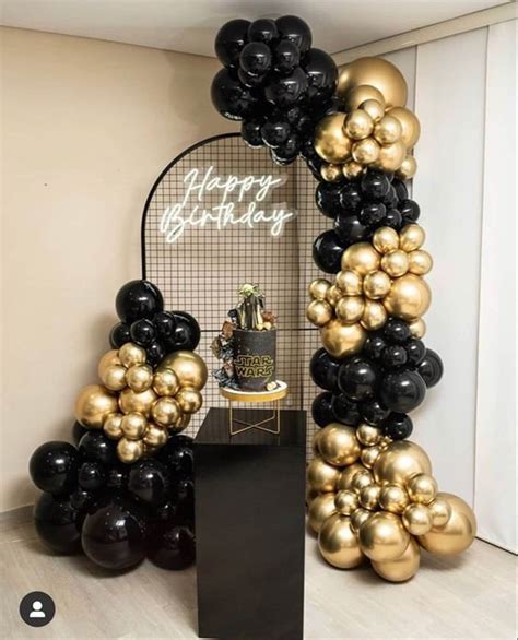 184pcs High Quality Metallic Black And Gold Balloon Arch Garland Etsy