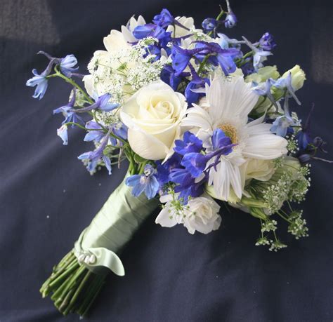 Image Detail For White Roses White Gerber Daisies Blue Delphinium