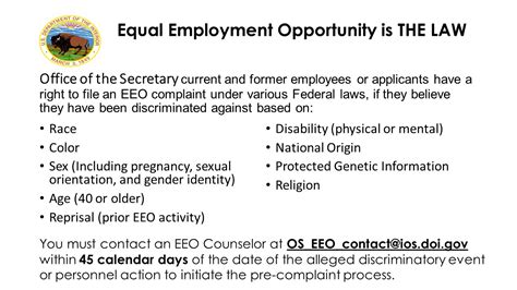 Equal Employment Opportunity The Law U S Department Of The Interior
