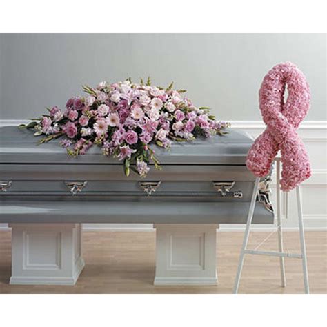 Pink Casket Spray With Pink Ribbon Standing Spray Cleves Oh Florist
