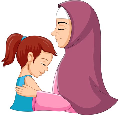 happy muslim mother hugging her daughter 8386536 vector art at vecteezy