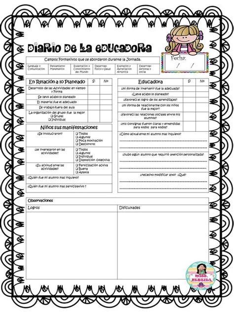 Excelente diario de la educadora simplificado Educación Primaria Diario de la educadora