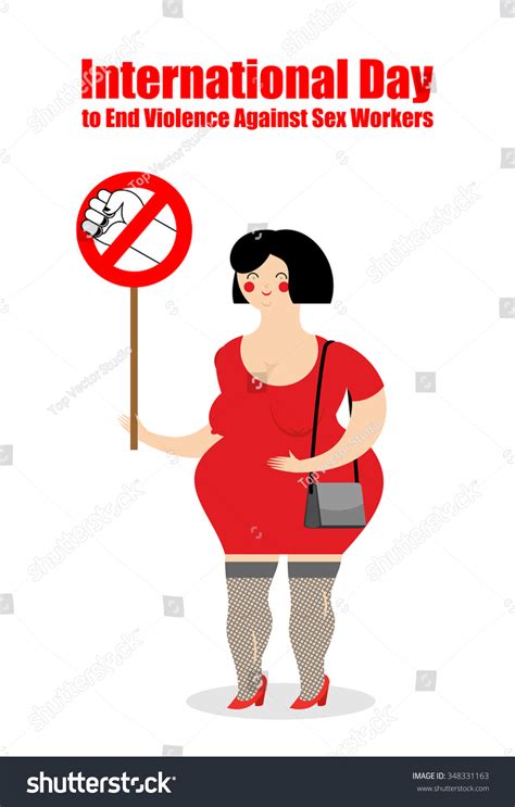 Prostitute Poster Stop Violence Placard International Stock Vector