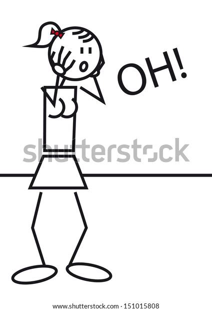 Stick Figure Girl Surprise Expression Vector De Stock Libre De
