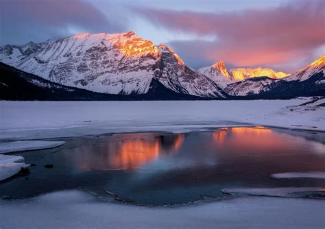 Winter Sunrise Upper Kananaskis Lake Canadian Rockies