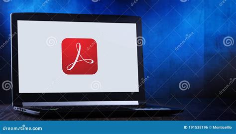 Laptop Computer Displaying Logo Of Adobe Acrobat Editorial Photo