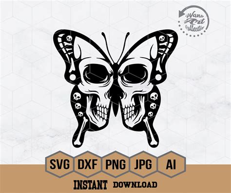 Skull Butterfly Svg Skeleton Svg Butterfly Svg Butterfly Etsy