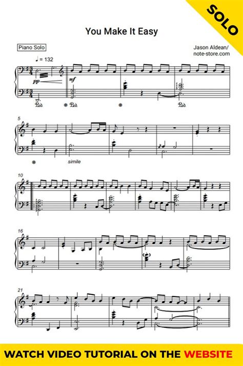 Jason Aldean You Make It Easy Sheet Music For Piano Pdf Piano