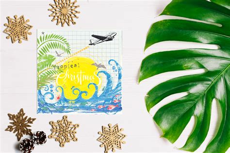 Maybe you would like to learn more about one of these? Tropical Christmas greeting card with sunny waves. iampoppy Designs