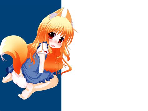 Animal Ears Dress Fang Foxgirl Loli Long Hair Orange Hair