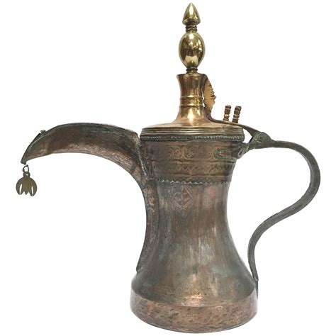 Antique Copper Arabic Turkish Coffee Pot Dallah W Handle Awe