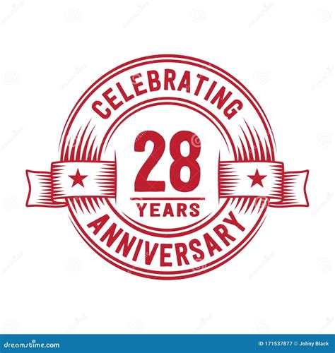 28 Years Anniversary Celebration Logotype 28th Years Logo Vector And