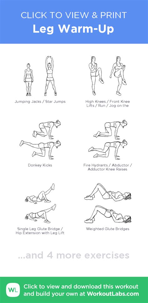 Leg Warm Up Click To View And Print This Illustrated Exercise Plan