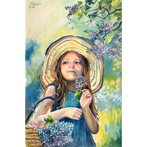 Girl Painting Original Oil Canvas On Cardboard Portrait Girl Etsy
