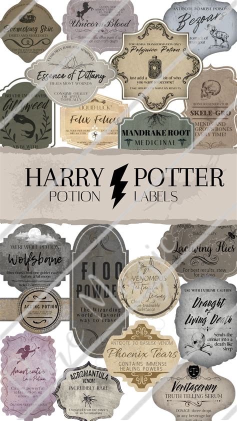 Harry Potter Potion Bottle Labels Printable Black And White Harry Potter Inspired Potion