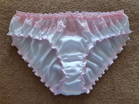White Silk Pink Lace Ruffled Panties Handmade Silk Etsy