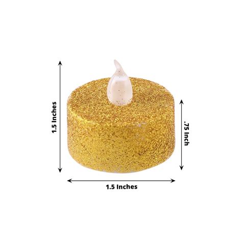 12 Pack Gold Glitter Flameless Led Candles