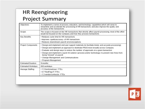 Project Summary Examples Template