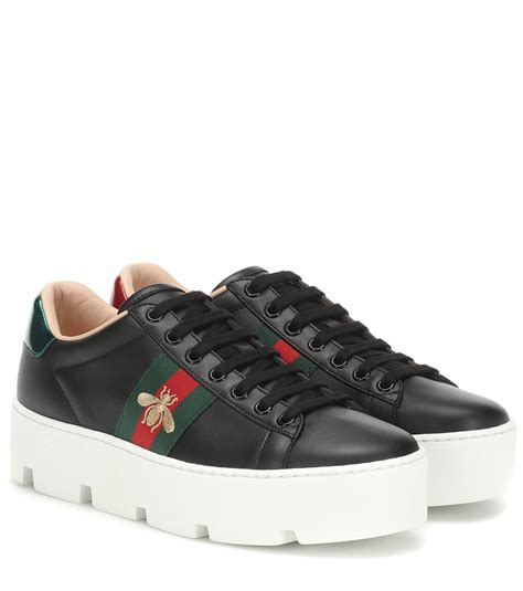 Gucci Ace Leather Platform Sneakers In Black Save 6 Lyst