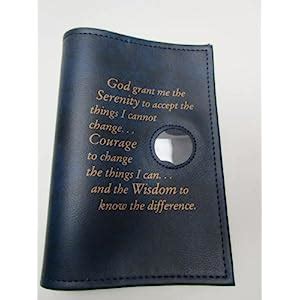 Alcoholics Anonymous AA Big Book Cover Serenity Prayer Medallion Holder Blue On PopScreen