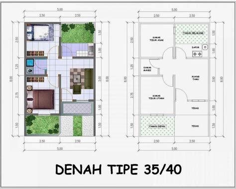 Gambar Denah Rumah Minimalis Tipe 35 40 Desain Terbaru Gambar Ukuran Di Rebanas Rebanas