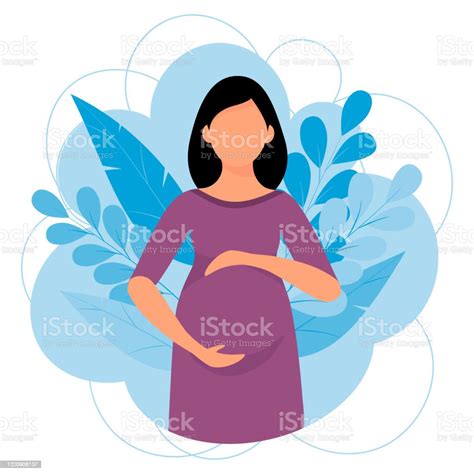 Concept Of Maternity Pregnant Woman Cute Vector Illustration In Cartoon