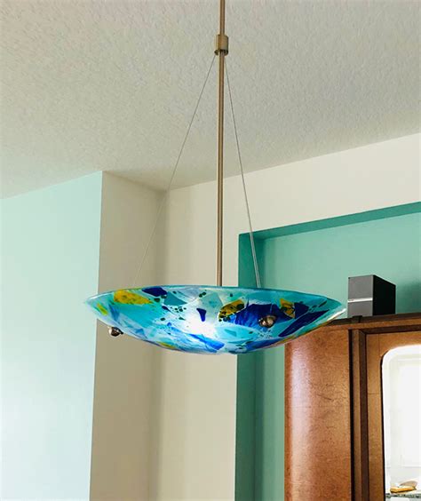 Aqua Glass Pendant Light Designer Glass Mosaics