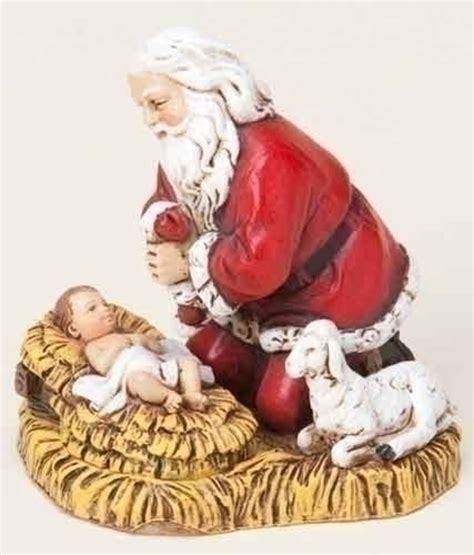 Josephs Studio Kneeling Santa With Baby Jesus Christmas Ornament