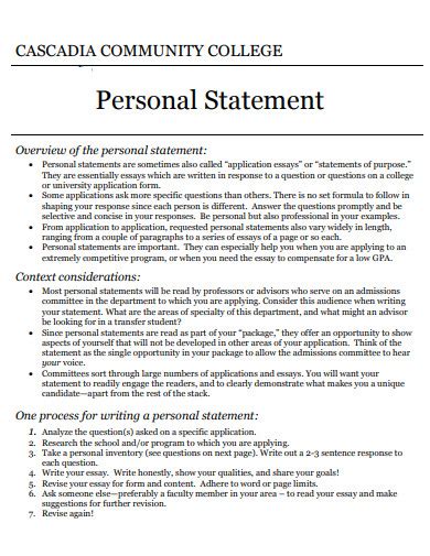 100 Personal Statement Examples Ms Word Pdf Examples