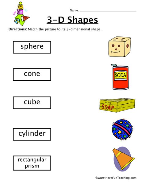 3d Shapes Worksheet By Teach Simple