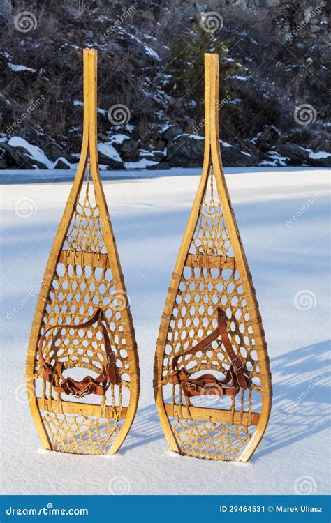 Vintage Huron Snowshoes Stock Image Image Of Binding 29464531