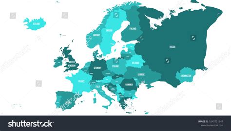 Political Map Europe Continent Four Shades Vetor Stock Livre De