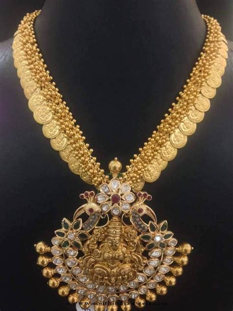 Gold Clustered Bead Coin Necklace South India Jewels