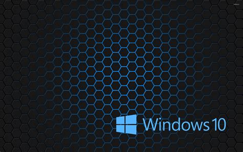 Free Download Windows 10 Blue Text Logo On Hexagons Wallpaper Computer